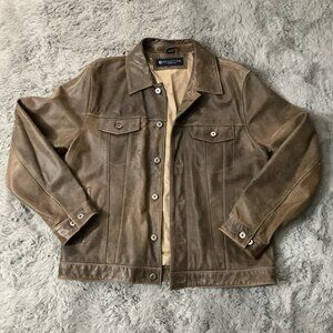 Genuine Leather Kenneth Cole Reaction Jacket Brown Men Size L